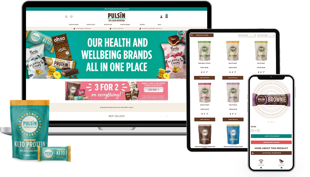 Pulsin Magento Ecommerce Website on Mobile Tablet and Desktop devices