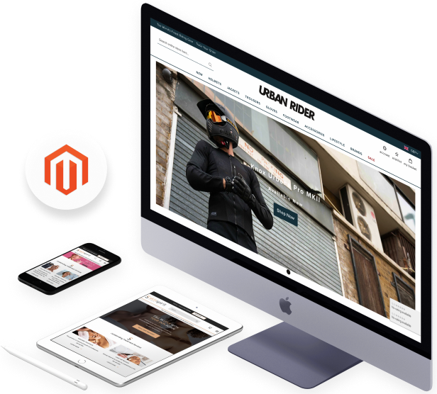 Magento eCommerce sites on mobile tablet and desktop