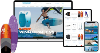 Wet n Dry Boardsports Magento Ecommerce website on mobile and tablet devices and desktop